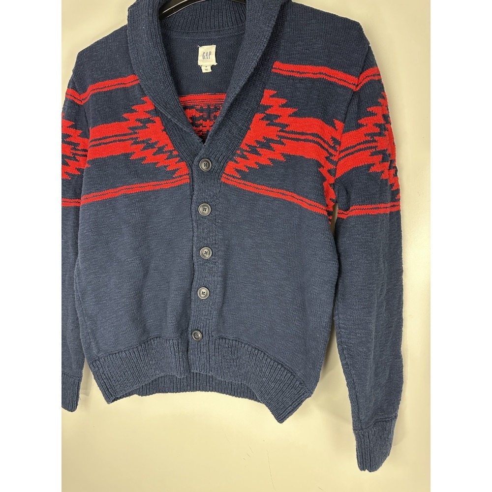 Gap Cardigan Sweater Men's Medium Shawl Collar Thick Knit Southwestern Aztec - Picture 4 of 12